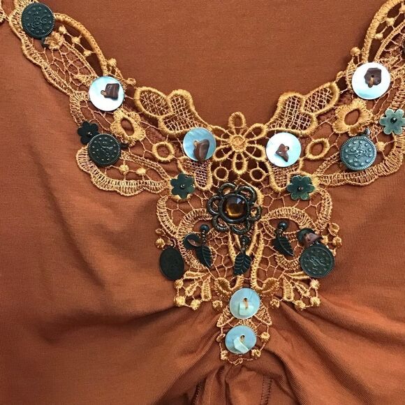 TRICOTTO bling bling camisole chic boho Large lace cami top funky bohemian chic - Picture 3 of 12